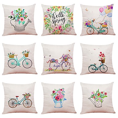 Cushion Sets Online For 2019 9 Pcs Linen Pillow Cover Special Design Sports And Outdoors Fl Print Casual Daily European