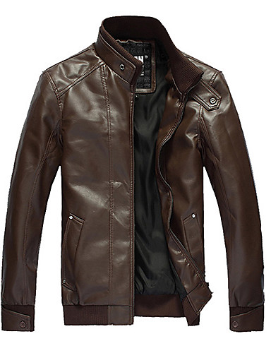 Men'S Casual Black Motorcycle Leather Jacket 954955 2018 – $10.49
