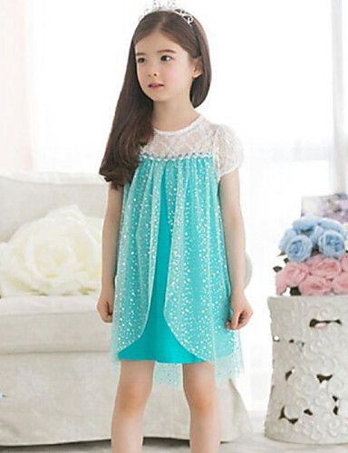 Solid Colored Short Sleeve Cotton Dress Screen Color 2-3 Years(100cm ...