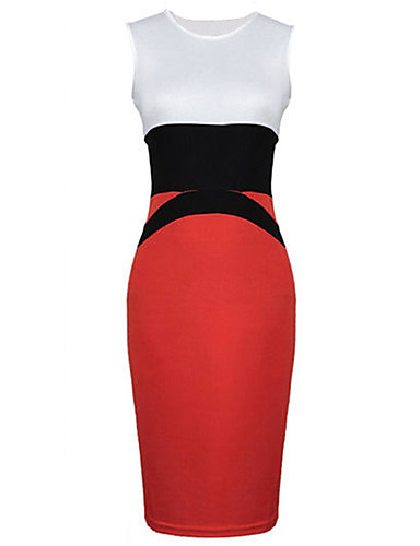 fashion sleeveless contrast color fitted dress 2158895 2018 – $10.49