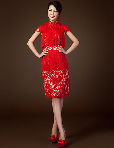 Recto Hasta La Vestido Corte Rojo Fiesta Rodilla Escote Cóctel 5RLqAjc34