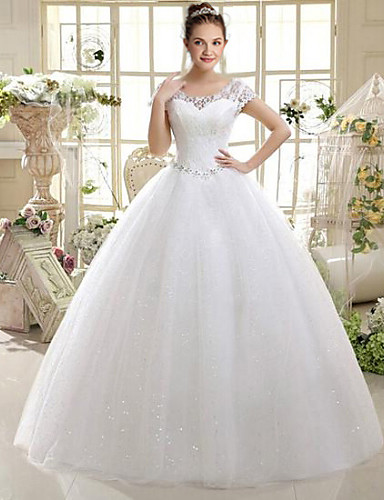 Ball Gown Illusion Neckline Floor Length Lace Tulle Wedding Dress with ...