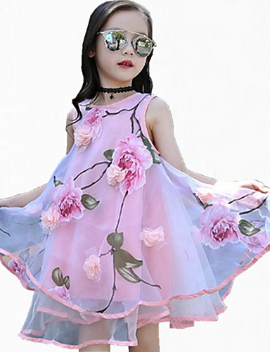 Girl's Sports Floral Print Dress,Polyester Spring Summer All Seasons ...