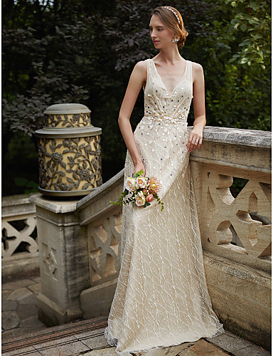Floor Length Column Wedding Dress